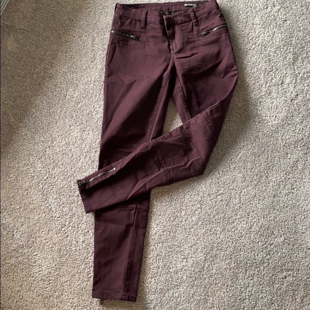 Zip skinny ankle wine denim